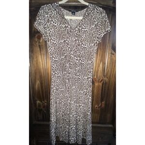 Style&Co Women Brown/ White Casual Dress  with tie belt S Petites